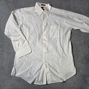 Arbor Way Mens 16/33 Button Down Shirt White Cotton Broadcloth Classic Pocket